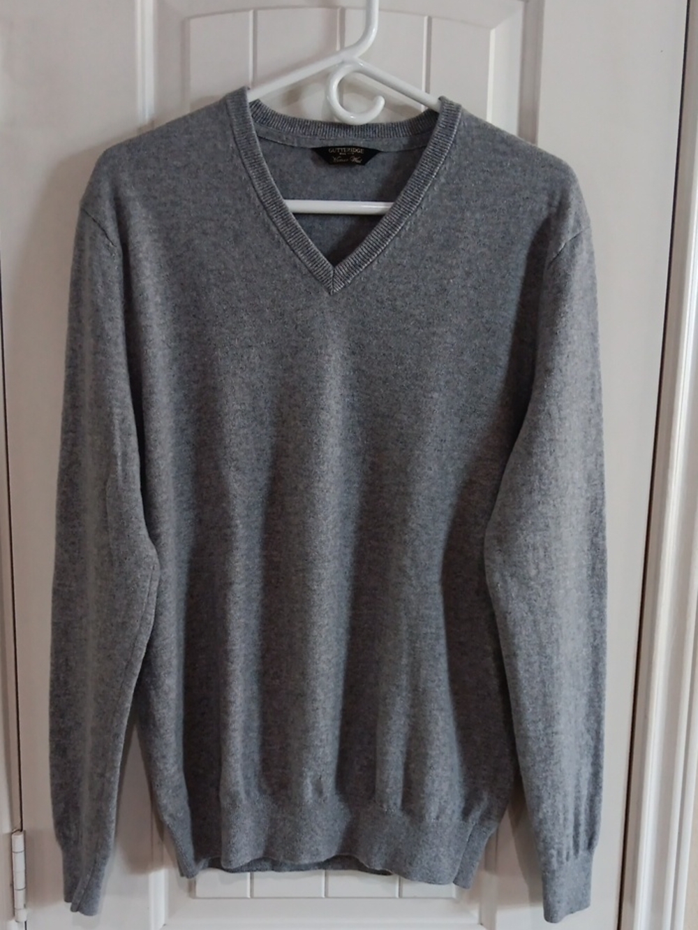 Y2K Gutteridge Grigio Melange Merino Wool V-Neck Sweater XL